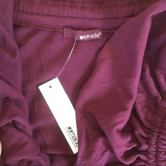 LA made Burgundy/ Plum Colored Duster Cardigan with Ruffles Size S - Picture 11 of 14